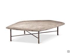 Coffee table Shanghai with Travertine Titanium marble top