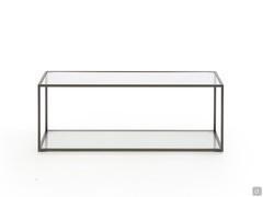 Coby rectangular coffee table in Graphite painted metal with extra-clear glass top