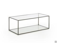 Coby rectangular coffee table with glass top and lower glass surface