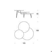 Log modern occasional table with multiple tops - measurements