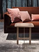 Jarno modern round coffee table in the squared version in matt lacquer Nude finish