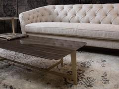 League rectangular table with glossy Eramosa stone top