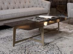 League rectangular table with glossy stone top