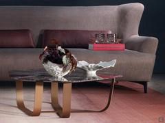 Gravel coffee table with shaped tabletop, ideal for positioning in front of a sofa