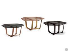 Gravel coffee tables with mesh glass tops