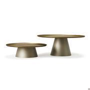 Pair of coffee tables in golden metal Amerigo by Cattelan