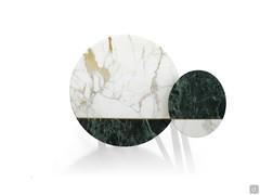 Lionel coffee tables with two-tone marble top in Vagli Gold Calacatta and Alps Green