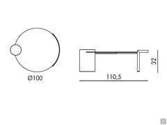 Schematic diagram - Piece round glass and marble coffee table