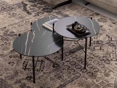 Dawson set of three small round tables with a matte Portoro ceramic top