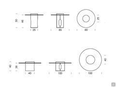 Schematics and dimensions of the two Bullet coffee table models