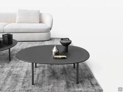 Tobi irregular coffee table with glass top, perfect for placement in front of the sofa