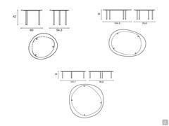 Tobi irregular coffee table with a glass top - Drawings and available measurements