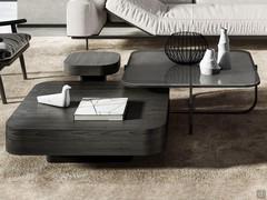 Token square wooden coffee table with rounded corners