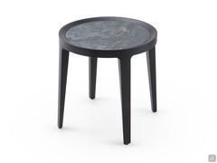 Round coffee table Spring in Charcoal stained ash with Iron Silver marble top