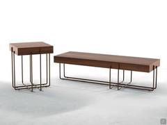 Cruz coffee table and end table with table tops in Canaletto walnut