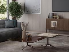 Coffee table with ceramic top Atrevido and bronzed glass Cursus side table