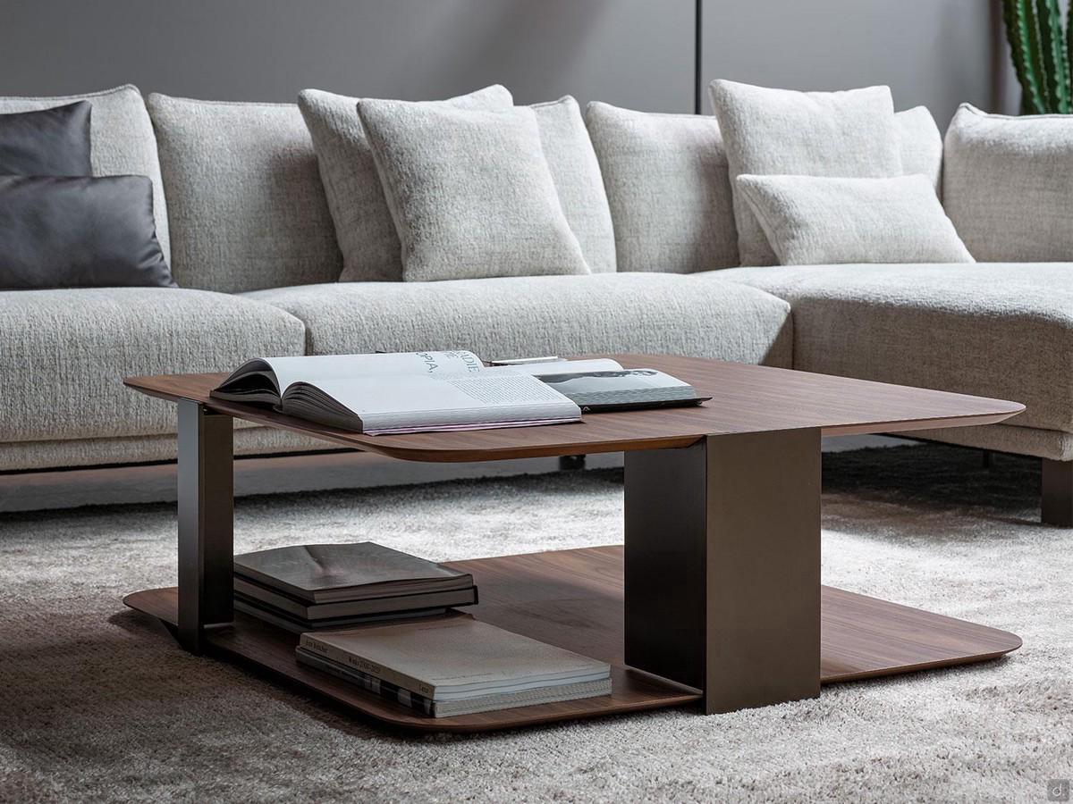 Wooden coffee table with a linear design Paddle in the square version with a height of 34 cm