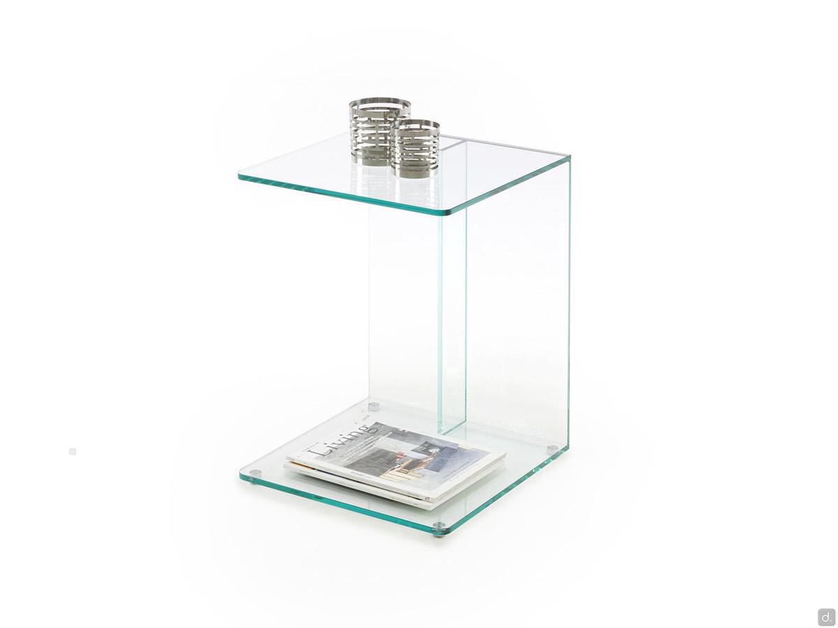 C-shaped coffee table with double support Multiglass End Table