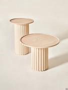 Shinden side tables in natural ash, a timeless finish that panders to the return of light woods among trendy materials for contemporary furniture