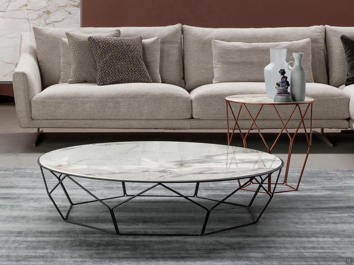 Round ceramic living room coffee table Arbor by Bonaldo offered low or high