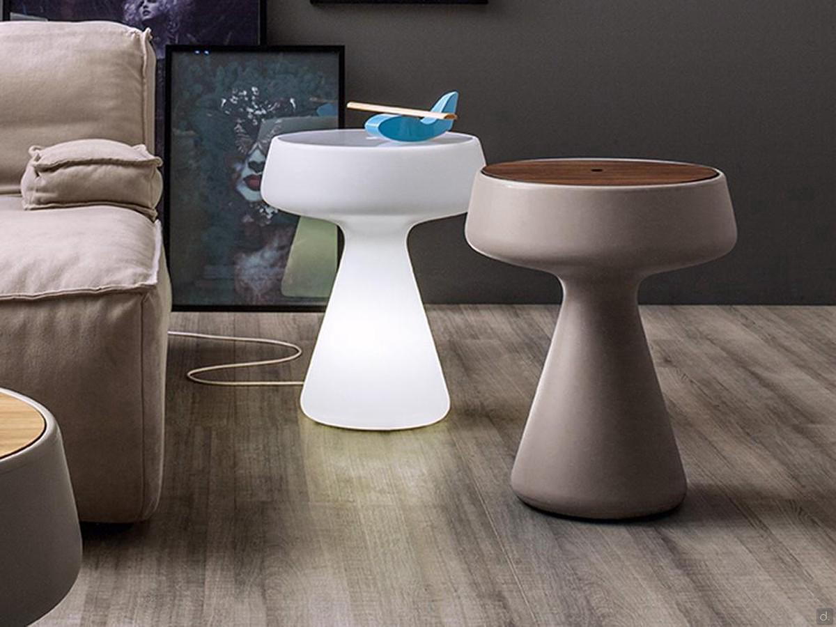 Maki modern end table with internal light and storage compartment - also available without the light and in several finishes