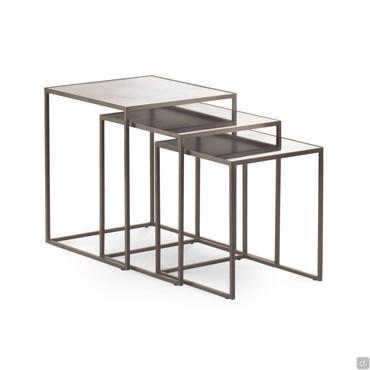 Tris of Narciso coffee tables with mirror top by Cantori