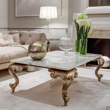 Marble coffee table with saber legs George by Cantori (leg finish not available)