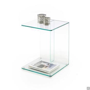 C-shaped coffee table with double support Multiglass End Table