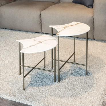 Ginco end table in porcelain and metal