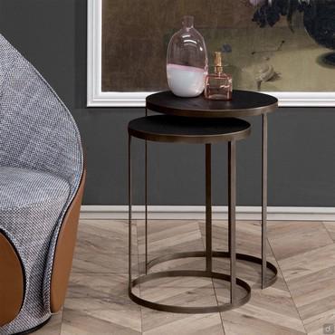 Hammer metal end table with round top