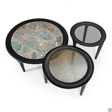 Beckett round coffee table with wooden legs