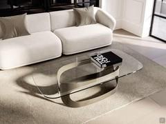 Odyssey coffee table ideal for sofa front, shown here with clear glass top