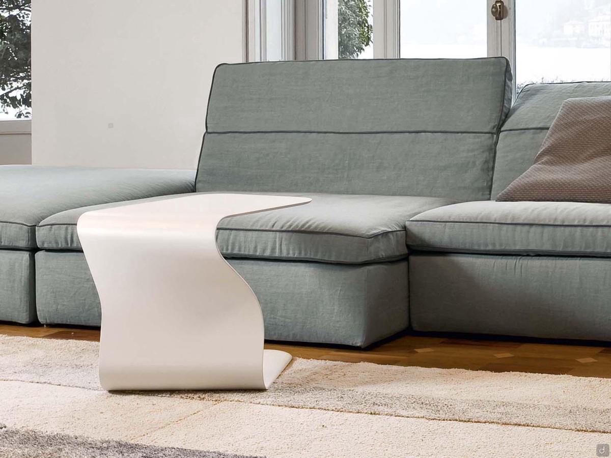 Duffy shaped coffee table in coloured polypropylene, here proposed in the white version