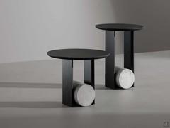 Element round coffee table by Bonaldo in brushed charcoal oak version