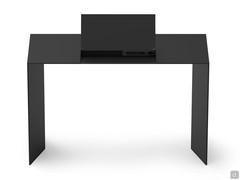 Modern desk with storage compartment Cabo in matte black lacquered version, front view