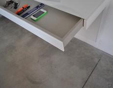 Detail of the drawer, this optional is only available with fixed desks