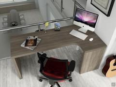 Almond custom corner desk