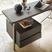 Top with rounded corners in gray stained oak wood and matching 2-drawer chest of drawers