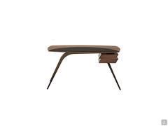 Logos minimalist writing desk with a lacquered metal structure in a stone bronze finish