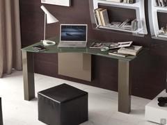 Musa customised glass writing desk with personalised shape of top, with four freestanding or wall-mounted legs