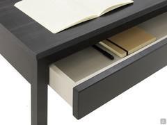 Detail of the under-top drawer of the desk Atene, with metal front painted to match the frame