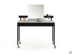 Modern desk with under-top drawer Atene in the dressing table version with optional 4 swivel casters. Optimal solution to facilitate moving the cabinet when needed