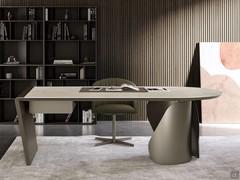 Torquay Is a design desk with a metal wrap-around base and ceramic top