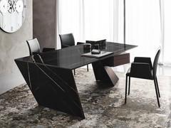 Nasdaq desk by Cattelan in glossy Sahara Noir Keramik with bronze leg