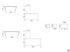 Vega modern corner desk by Cattelan - Model and Dimensions