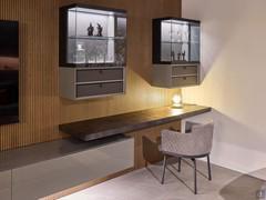 Plan shelf combined with Groove Wood back panels, complemented by Square and Glass wall units from the same collection