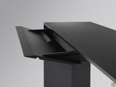 Detail of shaped console drawers Cabo, designed to minimize bulk without sacrificing interior volume