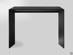 Front view of the design console table Cabo in the matte lacquered version with two drawers