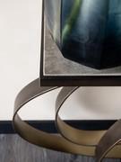 Detail of Cantori's Rodin console table top, here in an elegant nubuck-effect leatherette upholstery