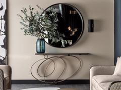 Console table with curved iron frame Rodin by Cantori, offered here under the mirror from the collection of the same name